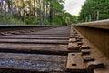 Ground view of old rail road tracks Royalty Free Stock Photo