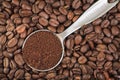 Ground and Whole Coffee Beans Royalty Free Stock Photo