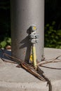 Ground wire on a street lamp