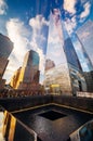 Ground Zero Memorial with One World Trade Center in the background in New York City Royalty Free Stock Photo