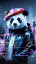 A groundbreaking glitchcore digital art piece featuring a supercool panda hacker Royalty Free Stock Photo