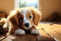 Grounded charm a cute dog rests, radiating pure adorableness Royalty Free Stock Photo