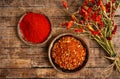 Grounded red pepper in a bowl Royalty Free Stock Photo