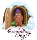 Groundhog day. An angry woodchuck left house and open door
