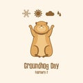 Groundhog Day Poster with a marmot predicting the weather vector