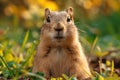 Groundhog Day Concept. Beautiful Cute Groundhog extreme closeup. Generative AI