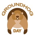 Groundhog day vector illustration flat style front view Royalty Free Stock Photo
