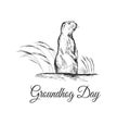 Groundhog Day sketched illustration with