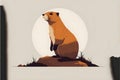 Groundhog, illustration, minimalist design background graphics
