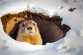 groundhog looking out of his hole. Generative AI, Generative, AI Royalty Free Stock Photo