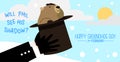 Groundhog Phil in a top hat hold by a man Royalty Free Stock Photo