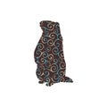 Groundhog rodent spiral pattern color silhouette animal.