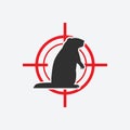 Groundhog silhouette. Animal pest icon red target Royalty Free Stock Photo
