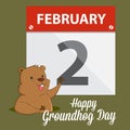 Groundhog Waving Infront of A Calendar Royalty Free Stock Photo