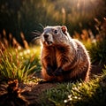 Groundhog, wild animal living in nature, part of ecosystem