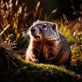 Groundhog, wild animal living in nature, part of ecosystem