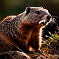 Groundhog, wild animal living in nature, part of ecosystem