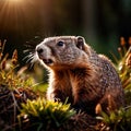 Groundhog, wild animal living in nature, part of ecosystem