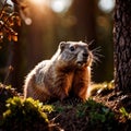 Groundhog, wild animal living in nature, part of ecosystem