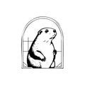 Groundhog windows Icon hand draw black colour groundhog day logo symbol perfect