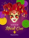 Vector colorful poster to traditional carnival Mardi Gras in New Orleans. Take me to the Mardi Gras