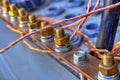 Grounding bus with terminals and wires inside of electrical control cubicle