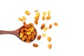 Roasted peanuts in a wooden spoon, Royalty Free Stock Photo