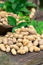 Groundnuts on wood table Royalty Free Stock Photo