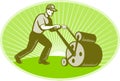 Groundsman Groundskeeper Lawn Roller Royalty Free Stock Photo