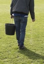 Groundsman on a soccer or football field Royalty Free Stock Photo