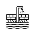 Black line icon for Groundwater, aquifer and pump