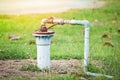 Groundwater well with pvc pipe and system electric deep well submersible pump water Royalty Free Stock Photo