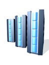 Group of 3d blue servers