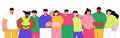Group of abstract diverse colorful people posing together.