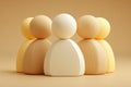 Group of abstract wooden minimalist figurines representing people, diversity, and collaboration Royalty Free Stock Photo
