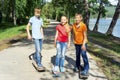 Active kids skateboarding Royalty Free Stock Photo