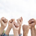 Group activists holding fists up. High quality and resolution beautiful photo concept