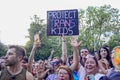 A placard saying Protect Trans Kids during the Madrid Gay Pride 2023 in Madrid Spain