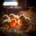 Cozy Chicks Under Heat Lamp