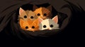 Group of adorable kittens cuddled up together in a cozy blanket fort