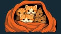 Group of adorable kittens cuddled up together in a cozy blanket fort