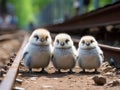 Penguins in police uniforms march together