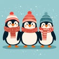 group of adorable penguins wearing scarves 3