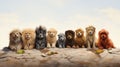 group of adorable puppies and lion cubs