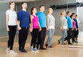 People training celtic dances in studio Royalty Free Stock Photo