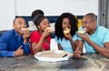 Group of african american people celebrating party Royalty Free Stock Photo