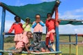 Group of African children playing outdoors in a playground, Swaziland, southern Africa Royalty Free Stock Photo