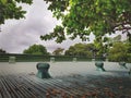 Group of Air Ventilator Fans on the Top of the Roof Royalty Free Stock Photo