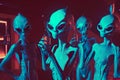 A group of alien women standing next to each other. AI generative image