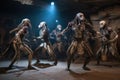 group of aliens performing ancient dance, with their movements and costumes having a mesmerizing effect